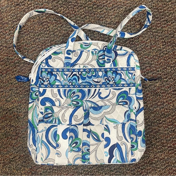 Vera Bradley Handbags - Vera Bradley Mediterranean Blue Paisley Tall Zip Tote Shoulder Bag